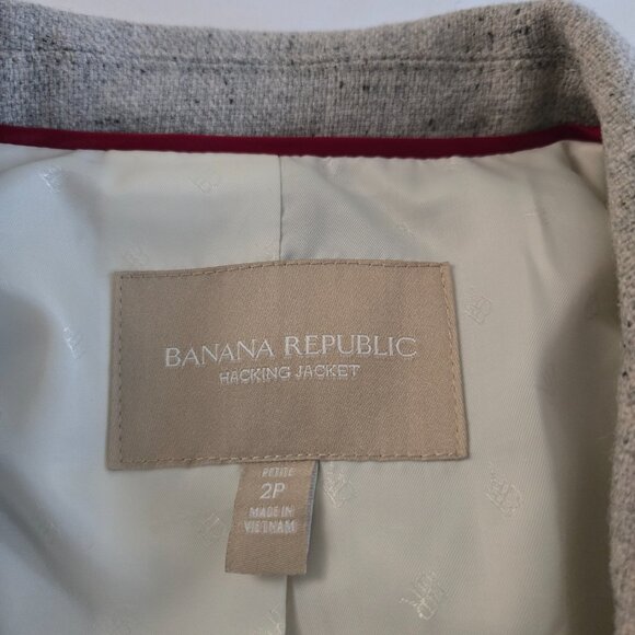 Banana Republic Equestrian Style Jacket SZ 2P Speckled Gray - Picture 9 of 11